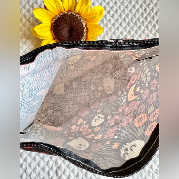 New Halloween Pumpkin Skull Ghost Moon Boo Basket Makeup Tech Pencil Bag - 10.5” - Picture 6 of 7